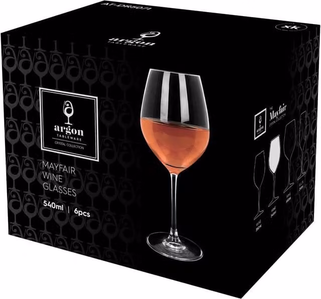Argon Tableware Mayfair Lead-Free Crystal Wine Glasses, Transparent, 540ml, Pack of 24