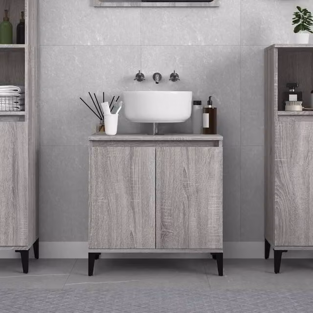 Berkfield Home Grey Sonoma Sink Cabinet W/D/H: 58 x 33 x 60 cm