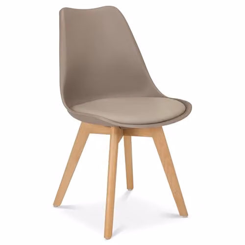 Bravich LTD Rocco Modern Dining Chair with Synthetic Leather Cushion and Beech Wood Legs in Beige Grey