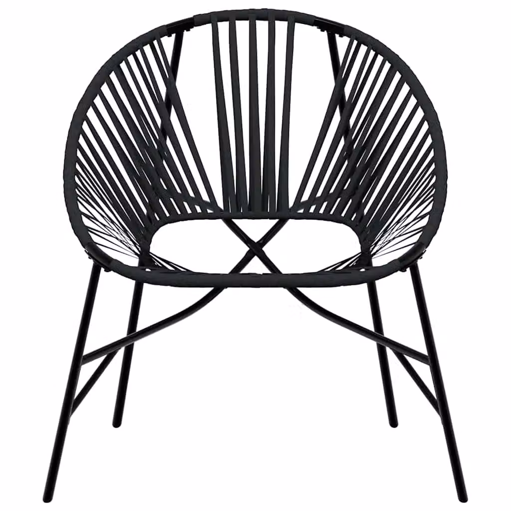 Berkfield Home Modern Black Poly Rattan Garden Egg Chair with Metal Frame – 2