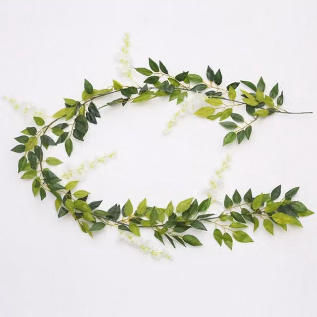 Living and Home 2 Piece White Artificial Wisteria Flower Garland Decoration
