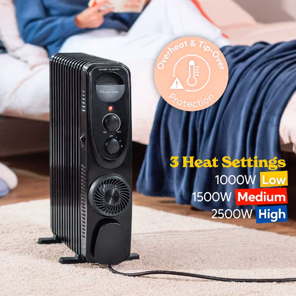 Russell Hobbs 2500W 13 Fin Oil Filled Radiator RHOFR2403 in Black – 6