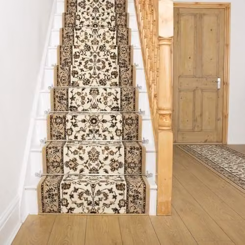 runrug Oriental Classic Stair Runner in Beige, W: 60 cm, L: 570 cm