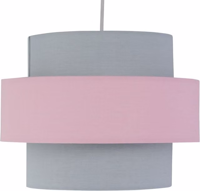 First Choice Lighting Pink and Grey Two Tier Fabric Easy Fit Round Light Shade