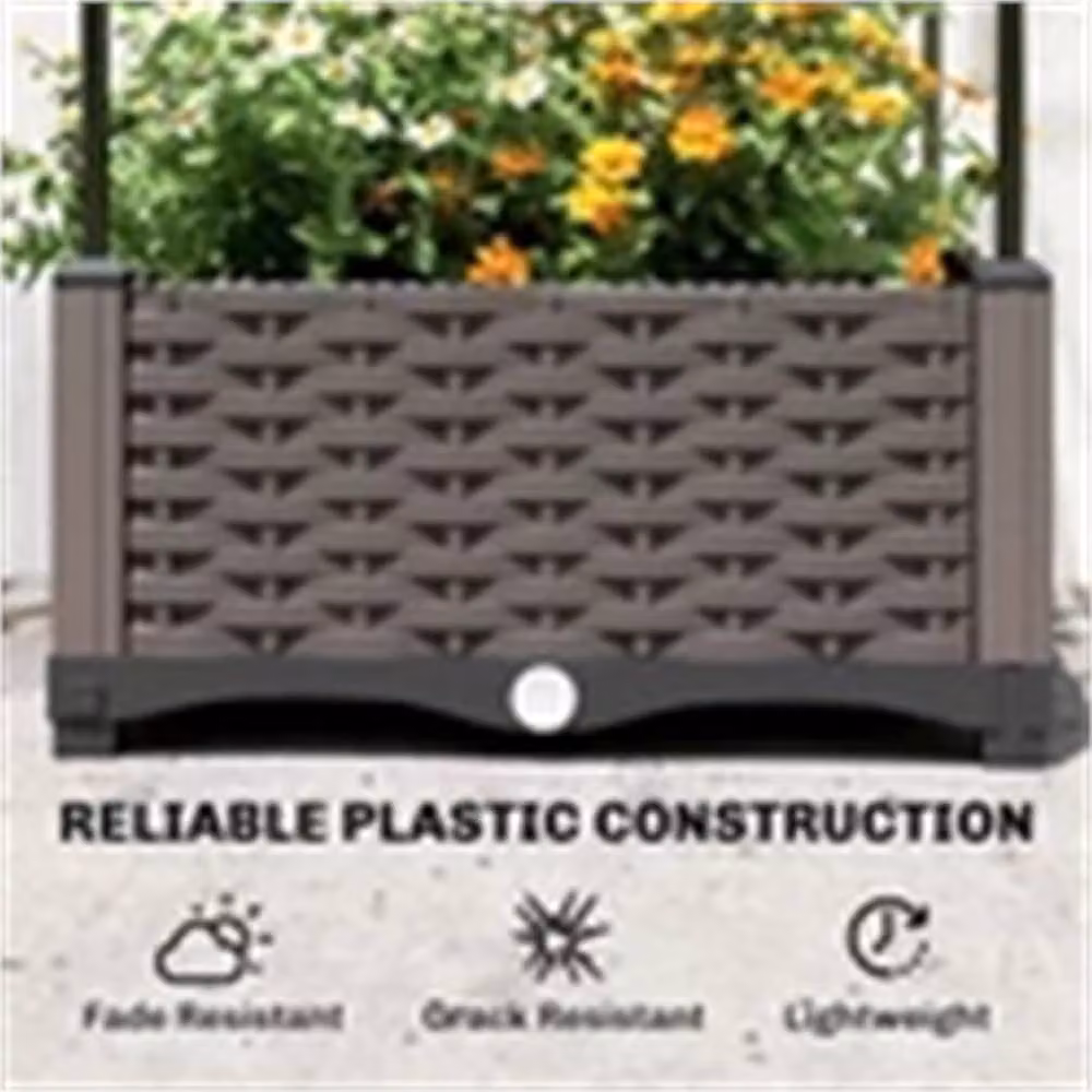 Nordara Raised Garden Bed with Trellis in Black, W/D/H: 179 x 40 x 40 cm – 4