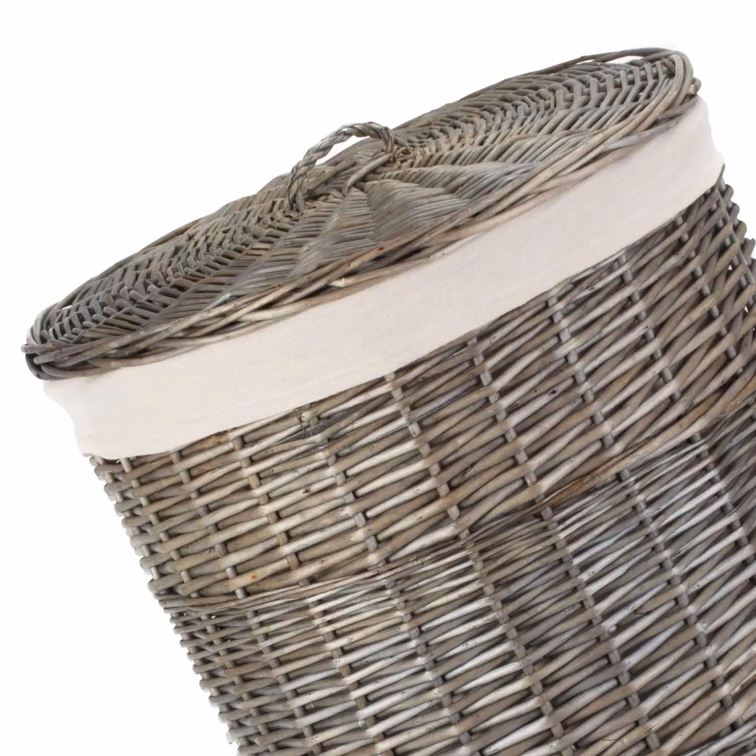 Red Hamper Wicker Round Laundry Basket with Cotton Lining and Handles, Diameter: 50 cm – 2