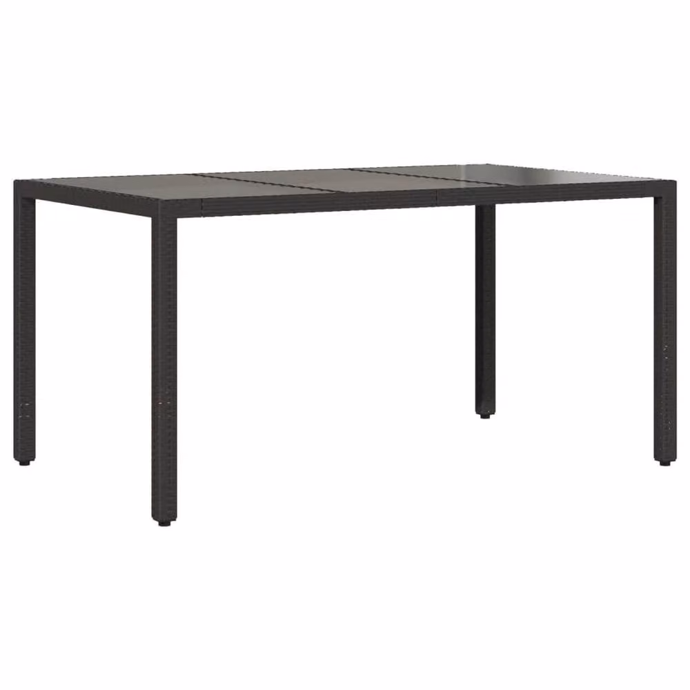 Berkfield Home Black Poly Rattan Extendable Garden Table with Glass Top W/D/H: 150 x 90 x 75 cm – 3