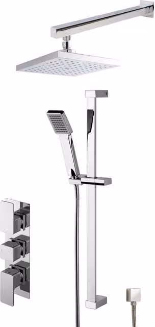 Balterley Empire Concealed Triple Valve Shower Set with Thermostat and Diverter in Chrome Silver