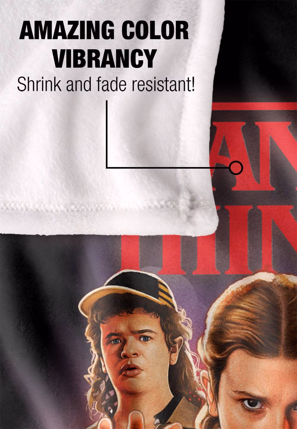 Stranger Things All Friends Welcome Poster Blanket in White, W: 152 cm, D: 127 cm – 3