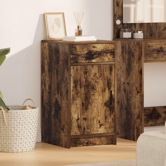 Berkfield Home Smoked Oak Sideboard in Brown, W/D/H: 40 x 41 x 75 cm – 1