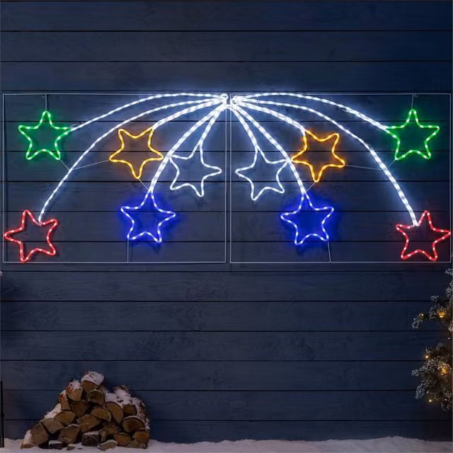 NESTLUNE Multi Coloured Shooting Star LED Rope Light Outdoor Christmas Decoration, W: 100 cm, D: 15 cm