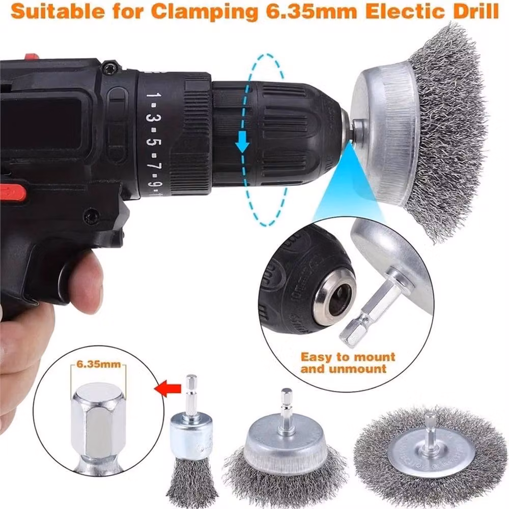 SPETLEK 13-Piece Brass Rotary Wire Cleaning Brush Set with Cup Wheels in Metallic Silver – 2