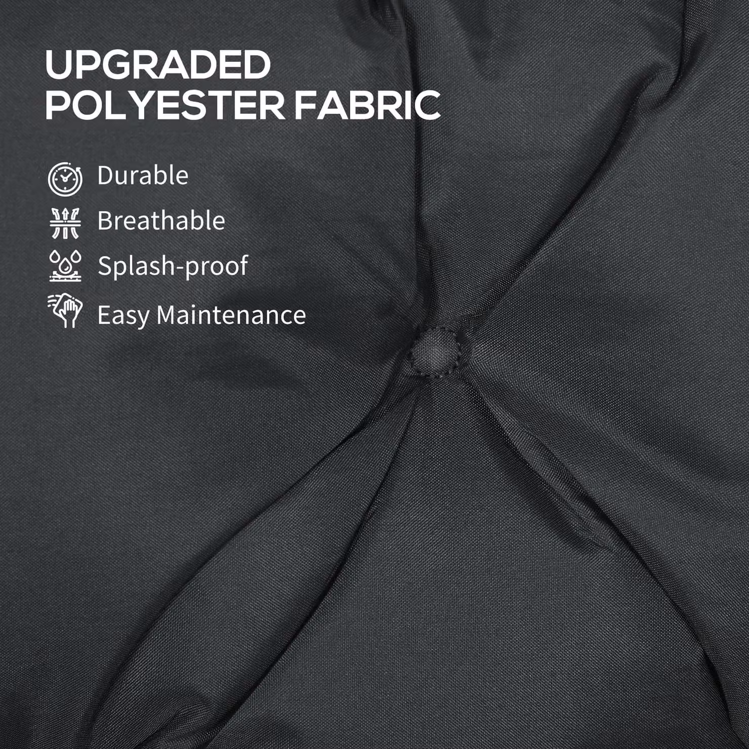 Outsunny Black Rectangular Garden Bench Cushion with Water Repellent Polyester Fabric and Ties, W: 150 cm, D: 98 cm – 4