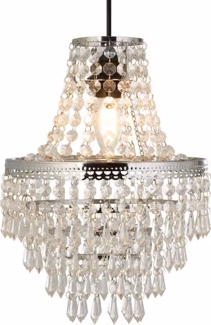 Danity Small Empire Easy Fit Crystal Drop Pendant Light in Silver