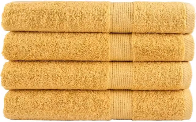 Berkfield Home SOLUND Premium Cotton Sauna Towels, Gold, 4 Pack, W: 80 cm, L: 200 cm