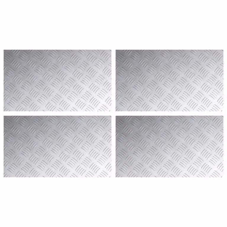 Berkfield Home Anti-Slip Aluminium Checker Plate Sheets in Silver, 4 Pack, W: 70 cm, D: 40 cm