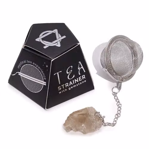 KDMD Smoky Quartz Raw Crystal Gemstone Tea Strainer with Fine Mesh Sieve in Brown – 1