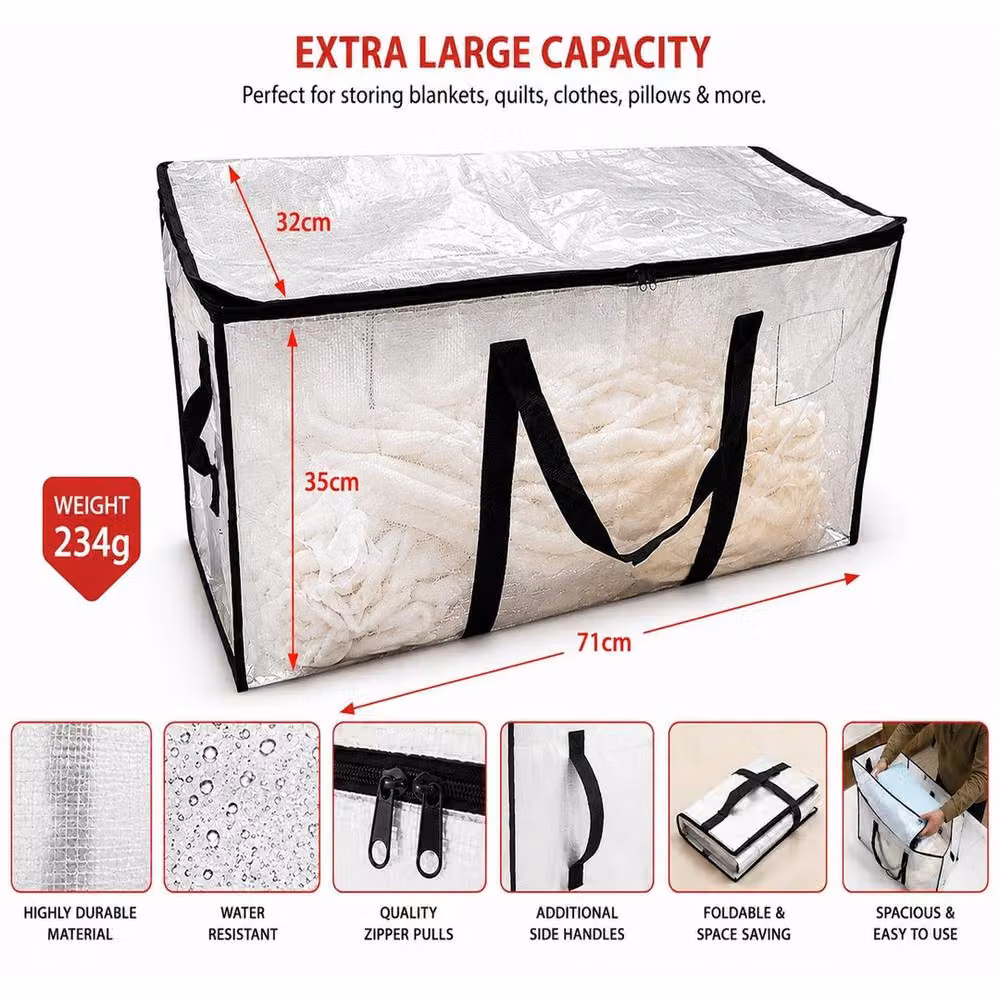 ATEK 12 Pack Clear Heavy-Duty Moving Boxes and Storage Bags with Backpack Straps, Zippers and Handles – 3