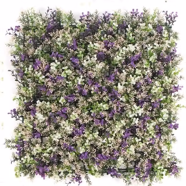 Hygrad Built to Survive Artificial Boxwood Topiary Wall-Mounted Hedge in Green and Purple