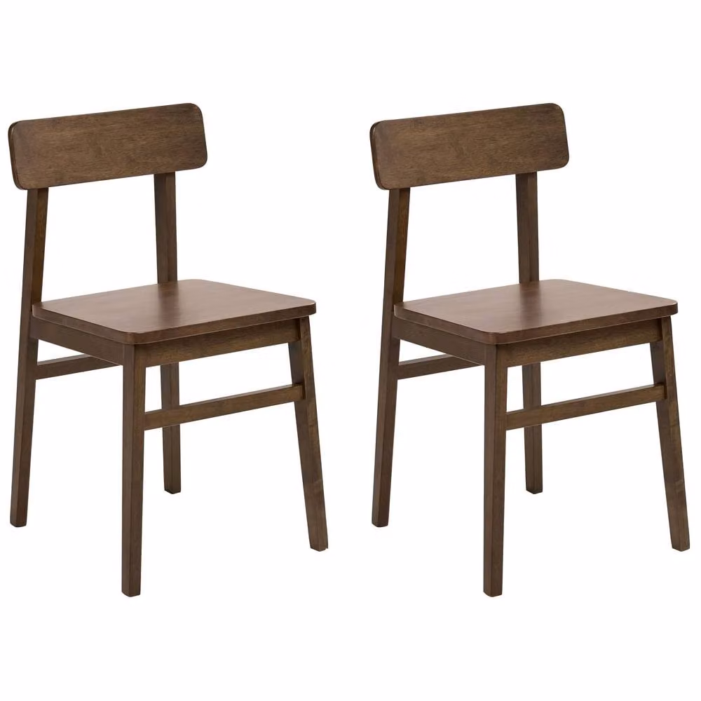 Wyld and Coco Heritage Set of 2 Dark Brown Rubberwood Dining Chairs – 2