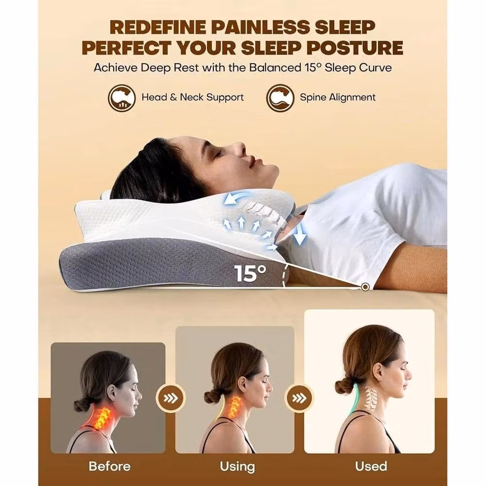 NESTLUNE Butterfly Contour Memory Foam Ergonomic Cot Pillow in White – 2