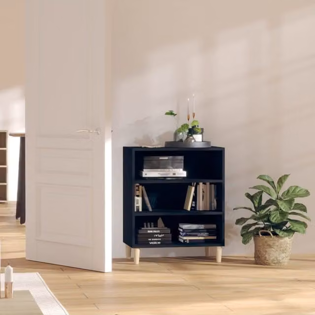 Berkfield Home Mid Century Black Matt Sideboard in Engineered Wood W/D/H: 57 x 35 x 70 cm – 1