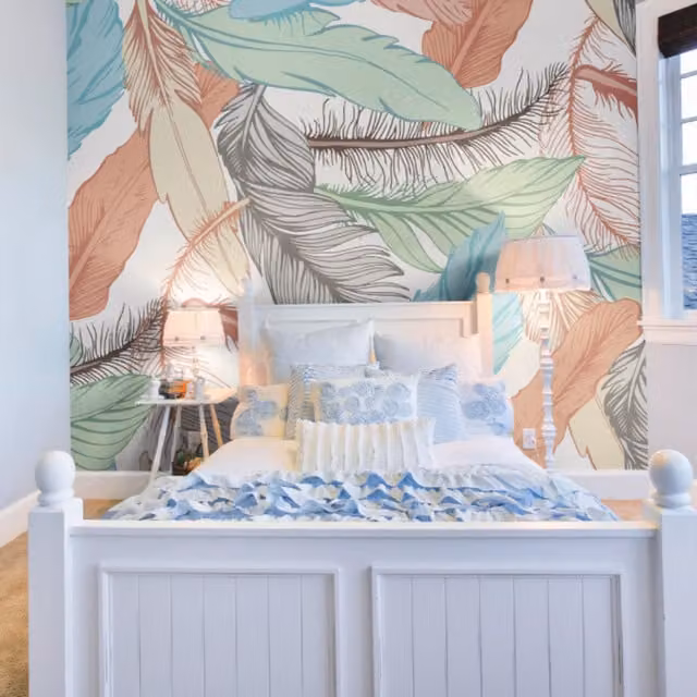 Origin Murals Oversized Feathers Abstract Multi Wall Mural in Multicolour and Yellow