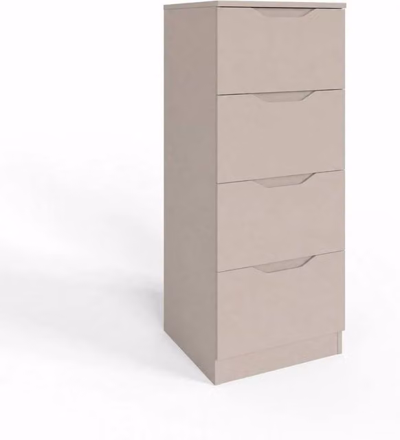 Havendro Matt Putty 4 Drawer Chest in Grey with Recessed Handles and Central Runners – 1