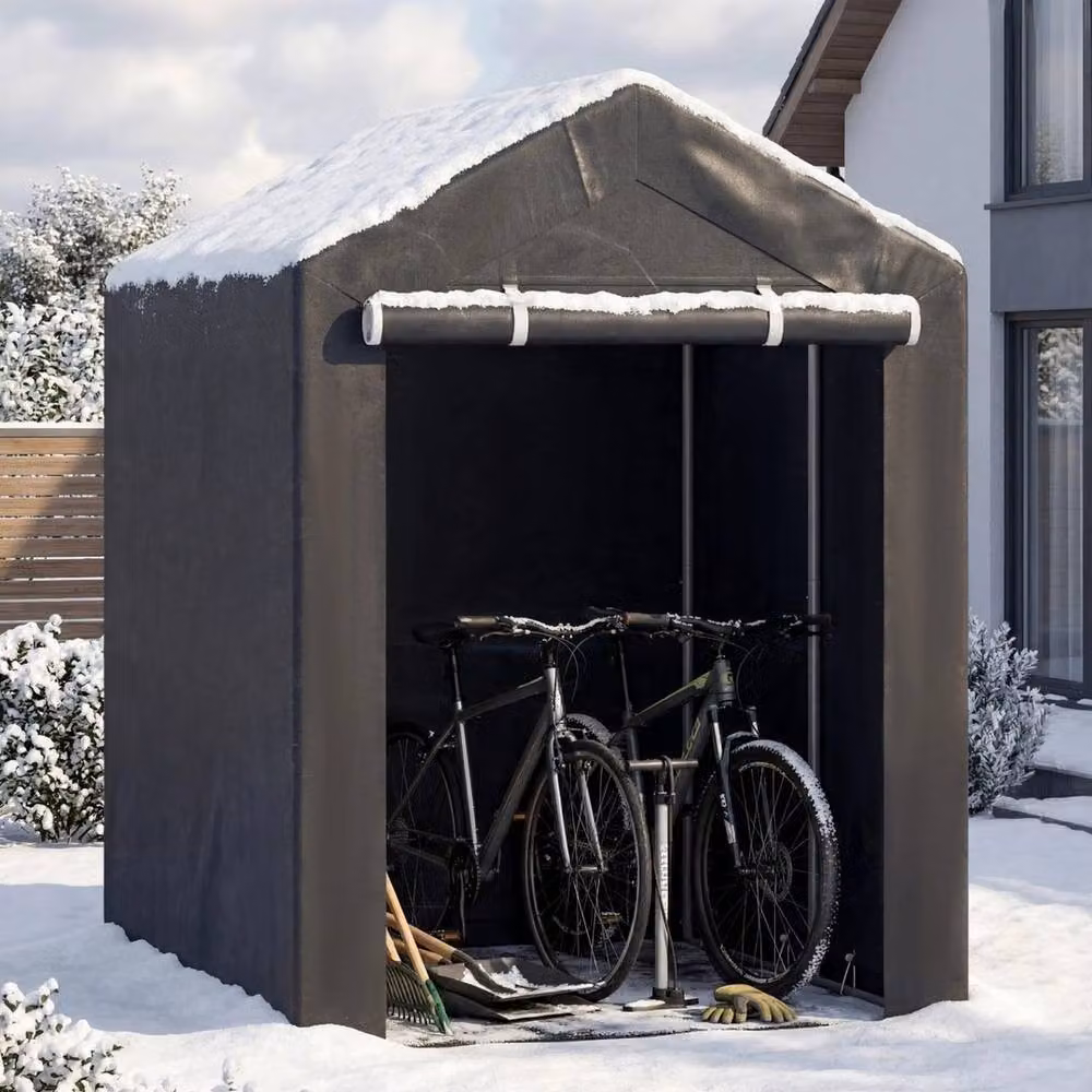 SPETLEK Pent Heavy-Duty Portable Garden Storage Shed in Black, W/D/H: 180 x 120 x 167 cm – 2