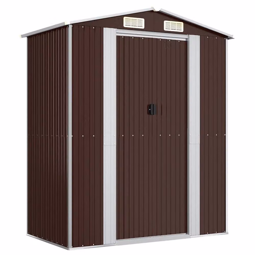 Berkfield Home Garden Shed in Dark Brown Galvanised Steel, W/D/H: 192 x 108 x 223 cm – 2