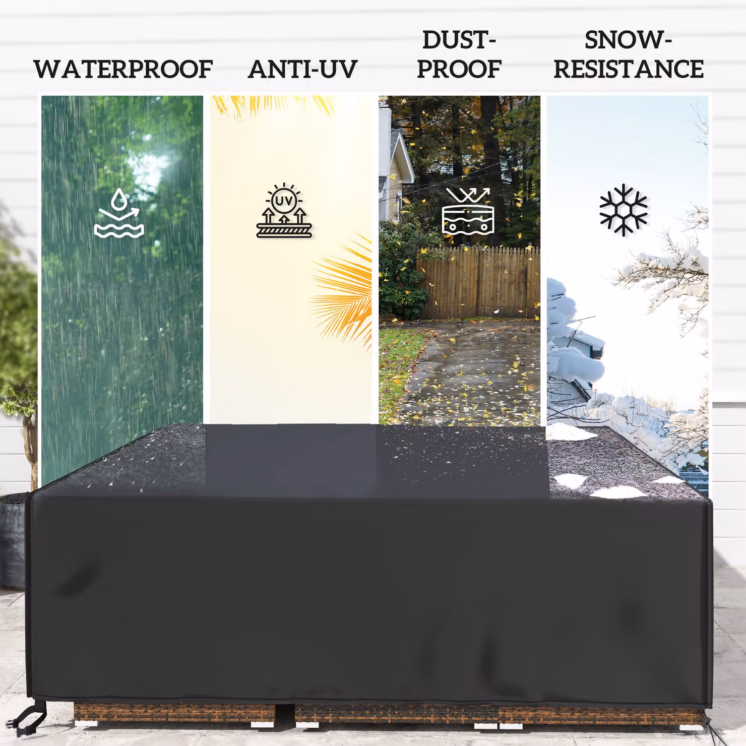 Outsunny Waterproof Black Polyester Garden Furniture Set Cover for Corner Sofas, W/D/H: 230 x 230 x 70 cm – 5