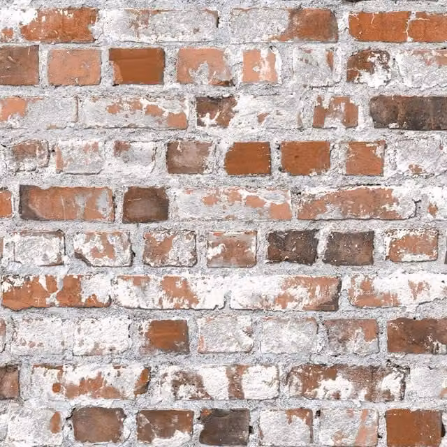 Muriva Stone Loft Brick Effect Wallpaper in Orange, White and Multicolour