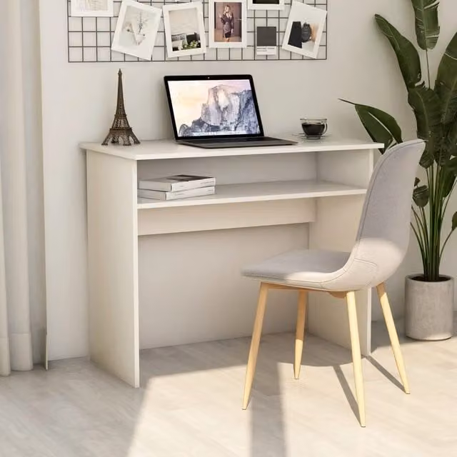 Berkfield Home White Computer Desk in MDF, W/D/H: 90 x 50 x 74 cm