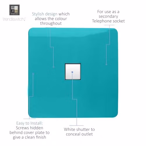 Trendi Artistic Modern Glossy Tactile Telephone Socket in Turquoise and Silver – 2