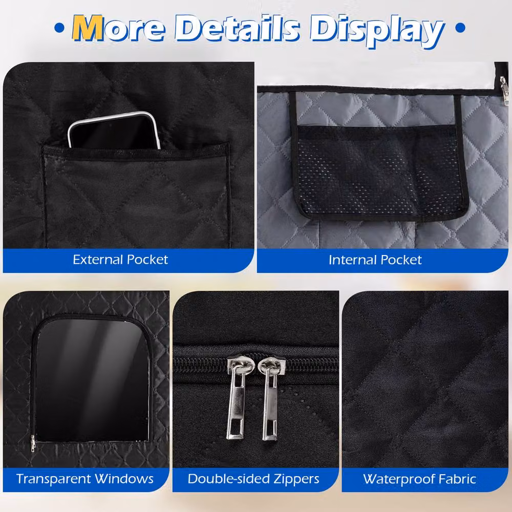 Costway Portable Extra-Large Steam Sauna Box Tent with Remote Control in Black – 8