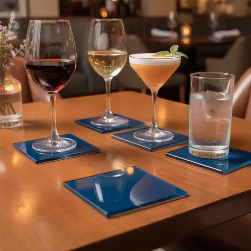 Harbour Housewares Blue Square Glass Coasters, Pack of 6, 10 cm – 2