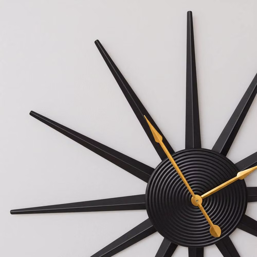 Melody Maison Black and Gold Metal Geometric Round Wall Clock, W/D/H: 60 x 60 x 60 cm – 2
