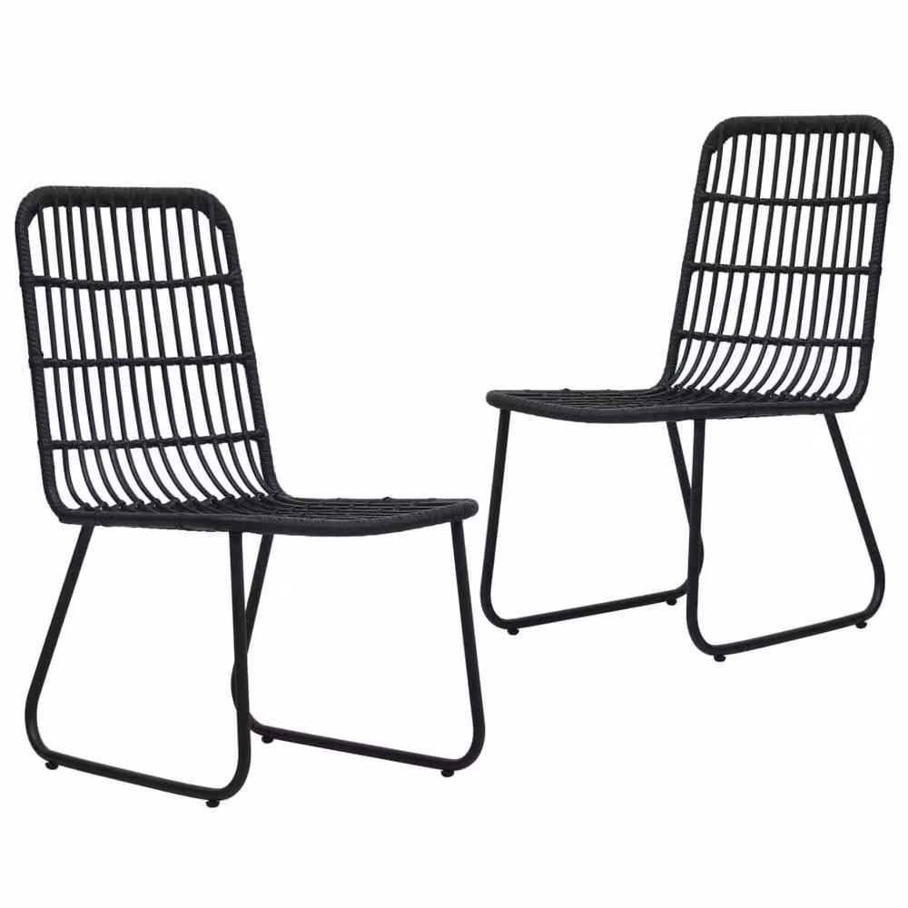 Berkfield Home Set of 2 Modern Black Poly Rattan and Steel Garden Chairs H 90 cm x W 53.5 cm x D 66.5 cm – 2