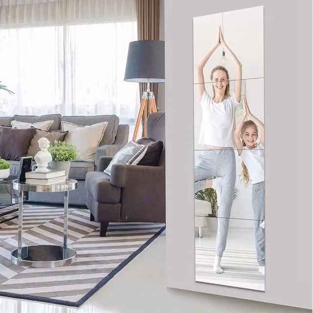 Hinsinc Large Acrylic Mirror Tile Wall Stickers, Clear, Square, W/D/H: 30 x 30 x 4 cm – 1