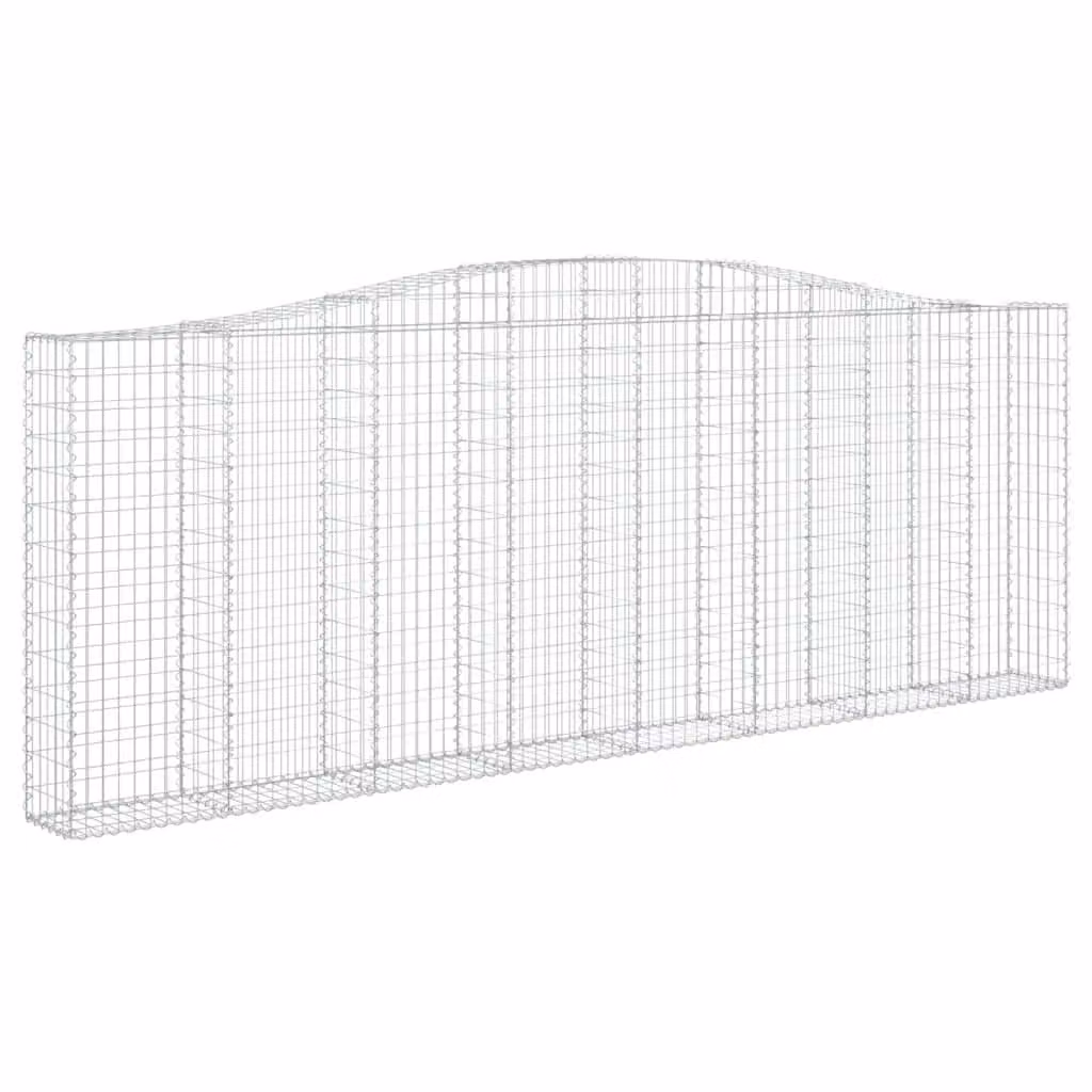 Berkfield Home Arched Gabion Basket in Silver Galvanised Steel, W: 400 cm, D: 30 cm, H: 140-160 cm – 2