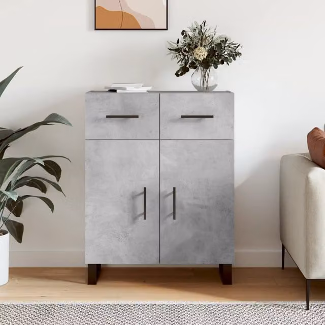 Berkfield Home Modern Sideboard in Concrete Grey, W/D/H: 69.5 x 34.0 x 90.0 cm – 1