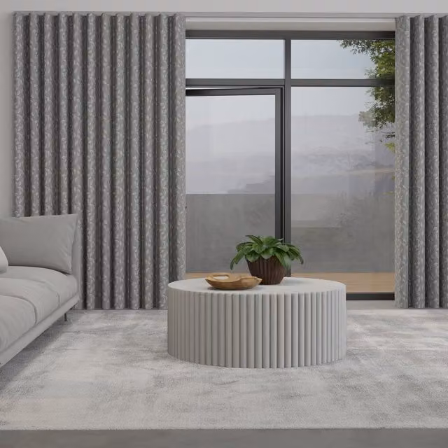 Terrys Leaf Vine Made to Measure Wave Blackout Curtain in Grey Floral Pattern