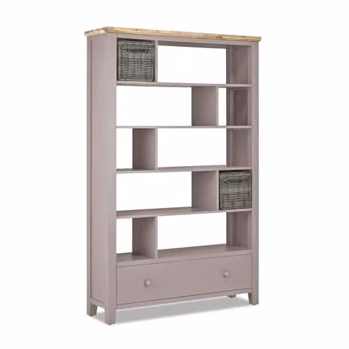 Florence Room Divider Shelving Storage Unit in Brown and Multicolour, H 190 x W 120 x D 35 cm – 1