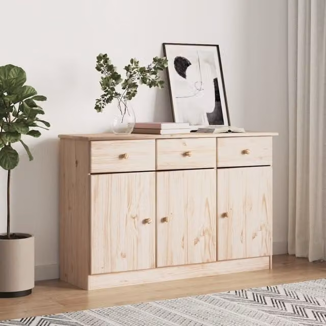 Berkfield Home ALTA Rustic Solid Wood Pine Sideboard, Brown, W/D/H: 112 x 35 x 73 cm