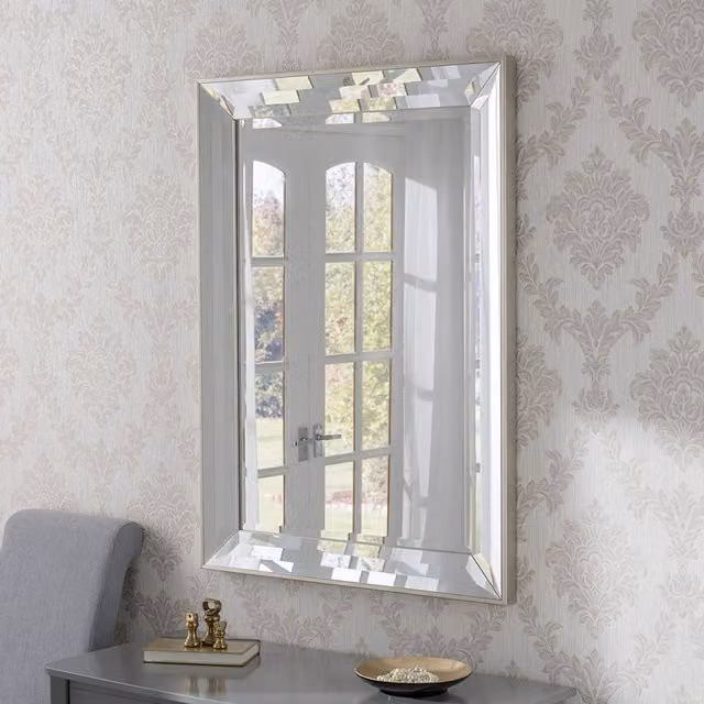 Yearn Triple Bevelled Rectangular Wall Mirror, Silver, W: 102 cm, H: 74 cm