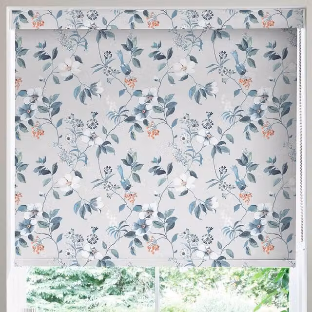 Terrys Caledonia Translucent Made to Measure Roller Blind in Pumpkin Orange Floral Pattern