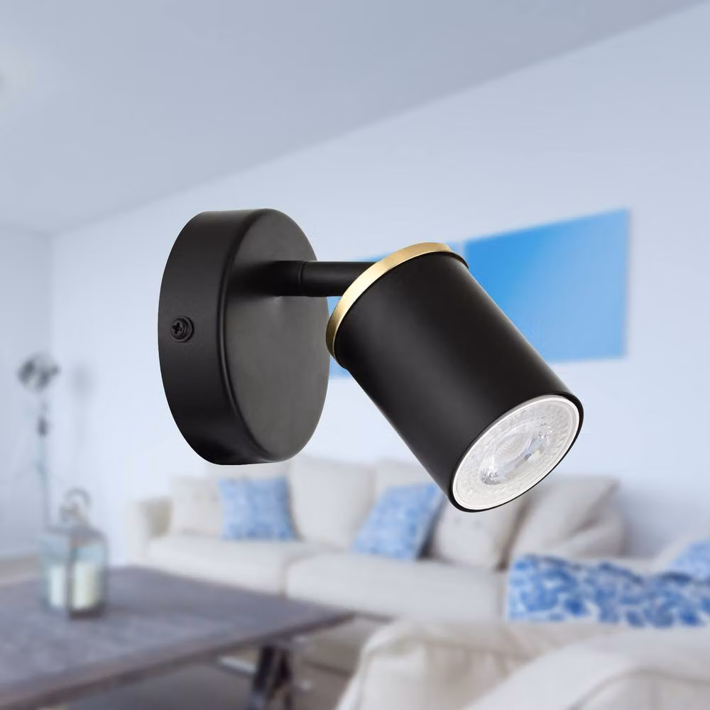 First Choice Lighting Larbert Set of 2 Black and Gold Adjustable LED Wall or Ceiling Spotlights – 3