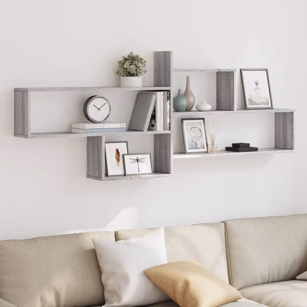 Berkfield Home Wall Mounted Shelf in Grey Sonoma, W: 167.5 cm, D: 18 cm, H: 68 cm – 2