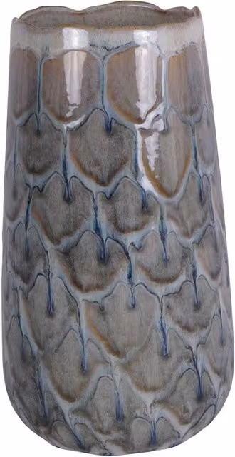 Libra Interiors Armadillo Azure Ceramic Tabletop Vase in Grey and Blue