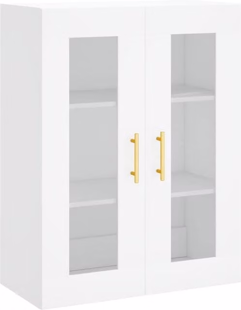 Berkfield Home Modern Wall Mounted White Cabinet with Glass Doors W/D/H: 69.5 x 34 x 90 cm